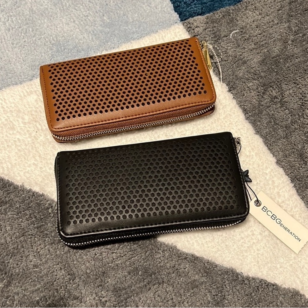 BCBG Black Perforated Wallet